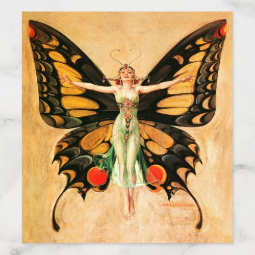 Flapper Butterfly Flying Woman Illustration Envelope Liner