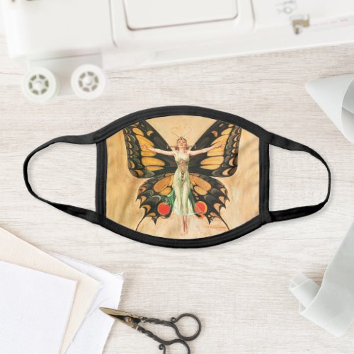Flapper Butterfly Flying Woman Illustration Face Mask