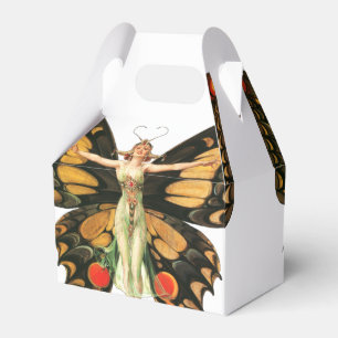 Flapper Butterfly Flying Woman Illustration Favor Boxes