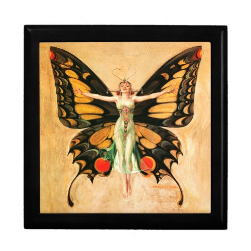 Flapper Butterfly Flying Woman Illustration Gift Box