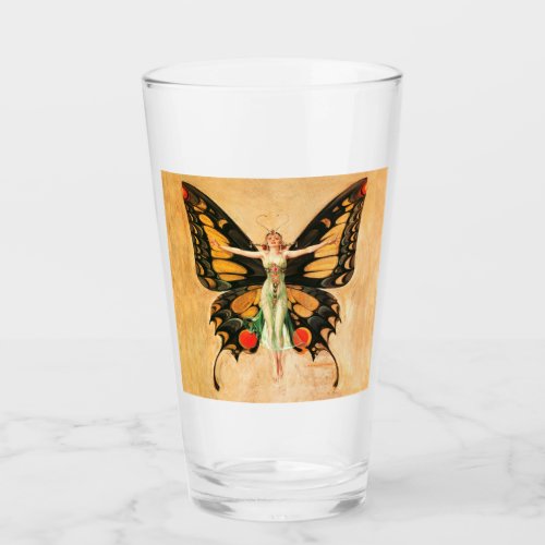 Flapper Butterfly Flying Woman Illustration Glass