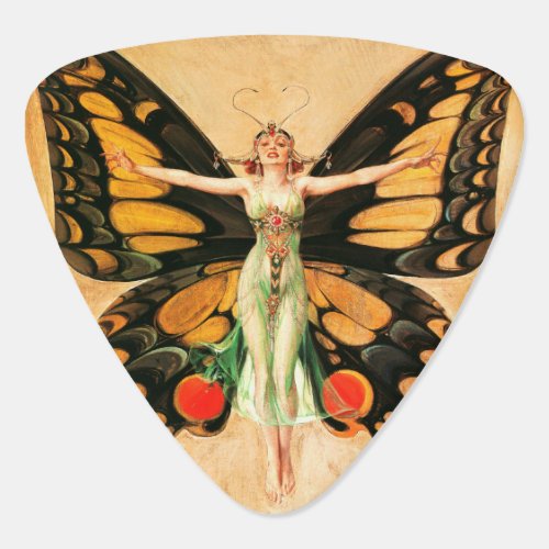 Flapper Butterfly Flying Woman Illustration Guitar Pick