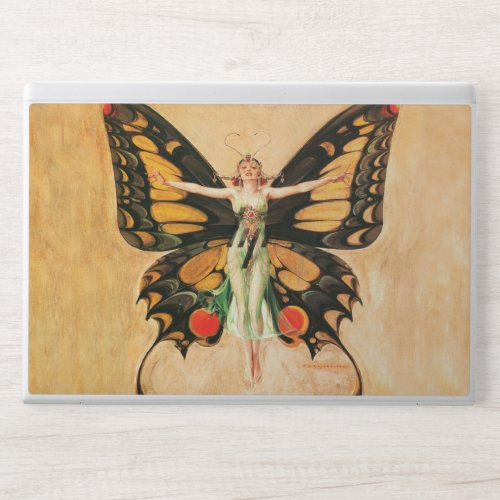 Flapper Butterfly Flying Woman Illustration HP Laptop Skin