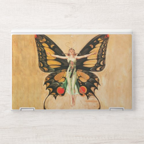 Flapper Butterfly Flying Woman Illustration HP Laptop Skin