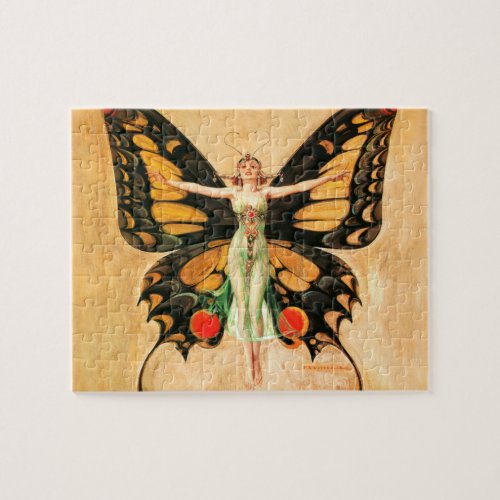 Flapper Butterfly Flying Woman Illustration Jigsaw Puzzle