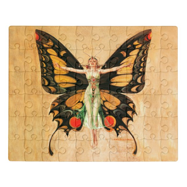 Flapper Butterfly Flying Woman Illustration Jigsaw Puzzle (Puzzle Horizontal)