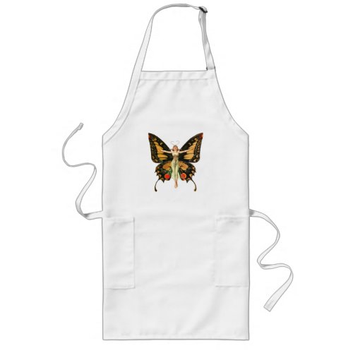 Flapper Butterfly Flying Woman Illustration Long Apron