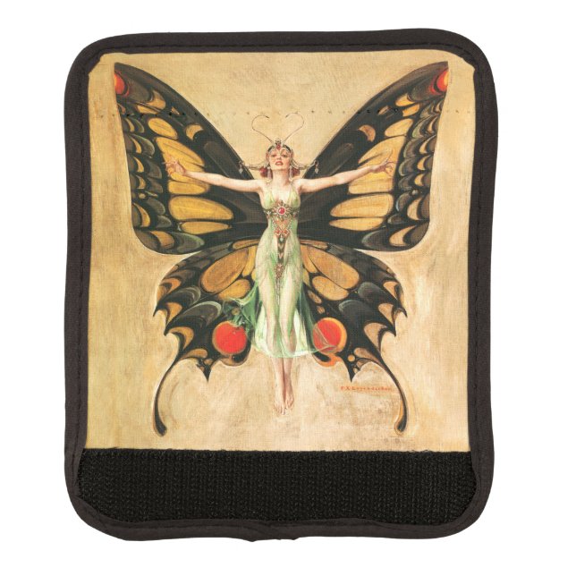 Flapper Butterfly Flying Woman Illustration Luggage Handle Wrap (Front)