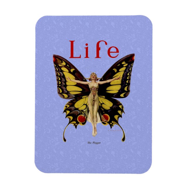 Flapper Butterfly Flying Woman Illustration Magnet (Vertical)