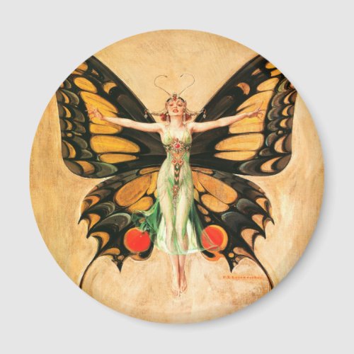 Flapper Butterfly Flying Woman Illustration Magnet