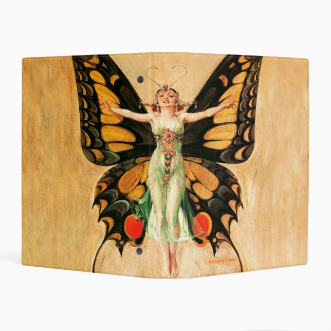 Flapper Butterfly Flying Woman Illustration Mini Binder (Background)