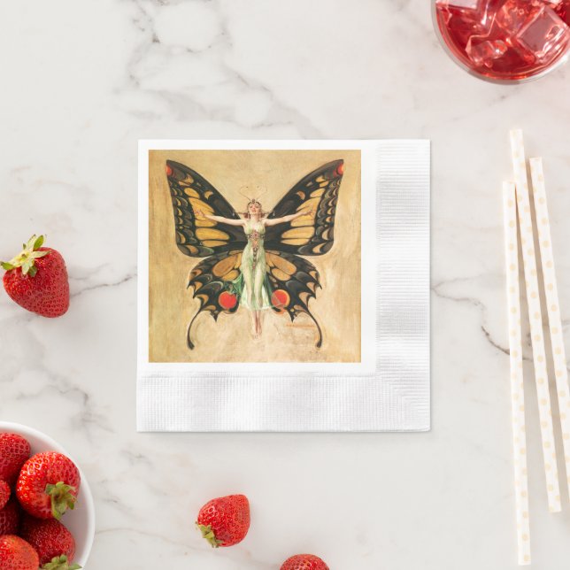 Flapper Butterfly Flying Woman Illustration Napkins (Insitu)