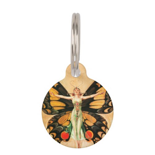 Flapper Butterfly Flying Woman Illustration Pet ID Tag