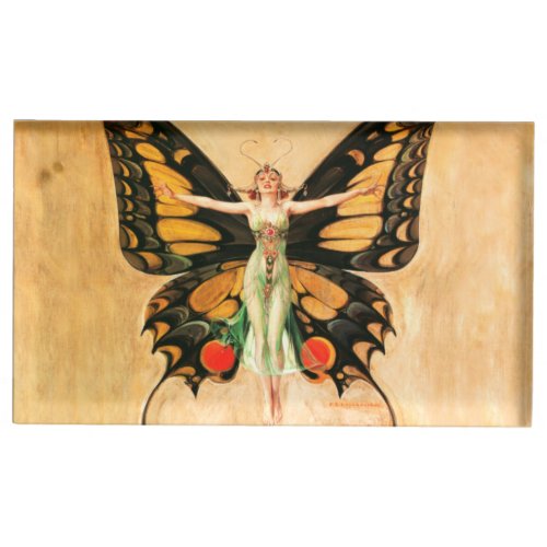 Flapper Butterfly Flying Woman Illustration Place Card Holder