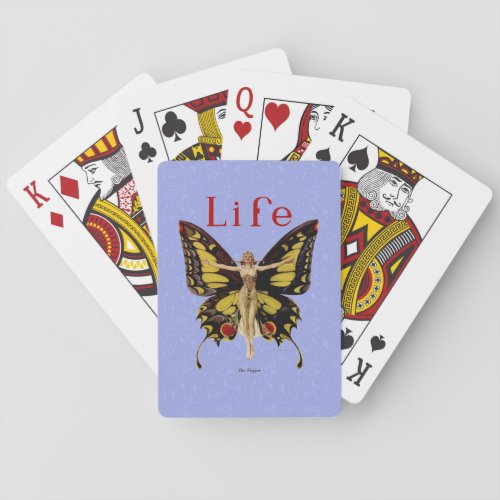 Flapper Butterfly Flying Woman Illustration Playing Cards