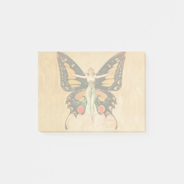 Flapper Butterfly Flying Woman Illustration Post-it Notes (Front)