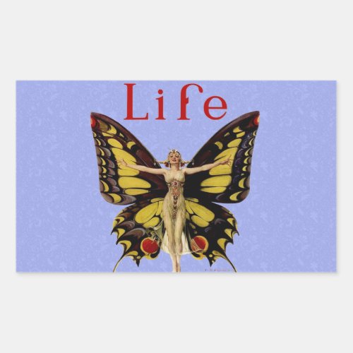 Flapper Butterfly Flying Woman Illustration Rectangular Sticker