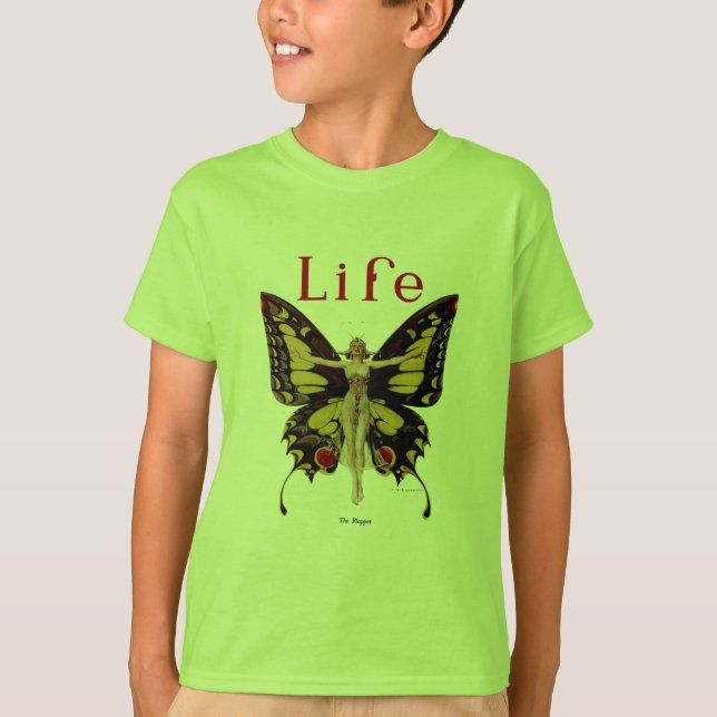 Flapper Butterfly Flying Woman Illustration T-Shirt (Front)