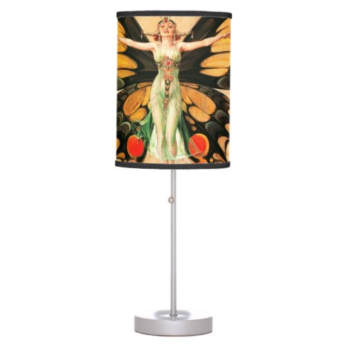 Flapper Butterfly Flying Woman Illustration Table Lamp