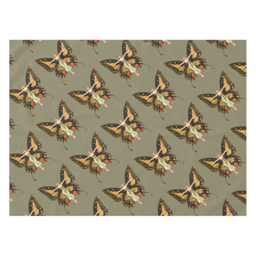 Flapper Butterfly Flying Woman Illustration Tablecloth