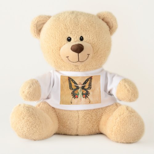 Flapper Butterfly Flying Woman Illustration Teddy Bear