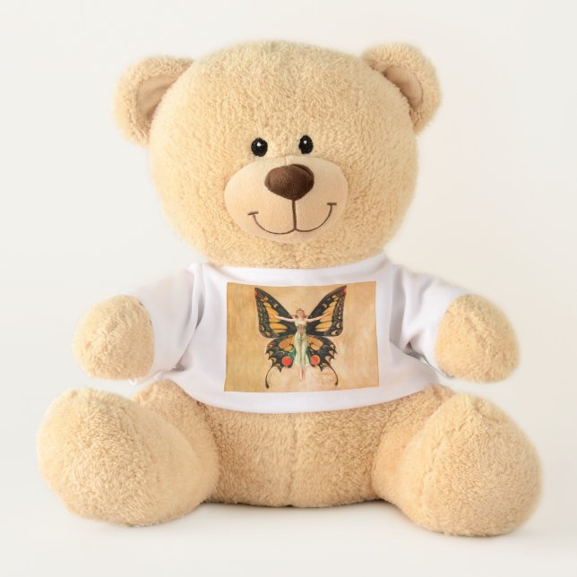 Flapper Butterfly Flying Woman Illustration Teddy Bear (Front)