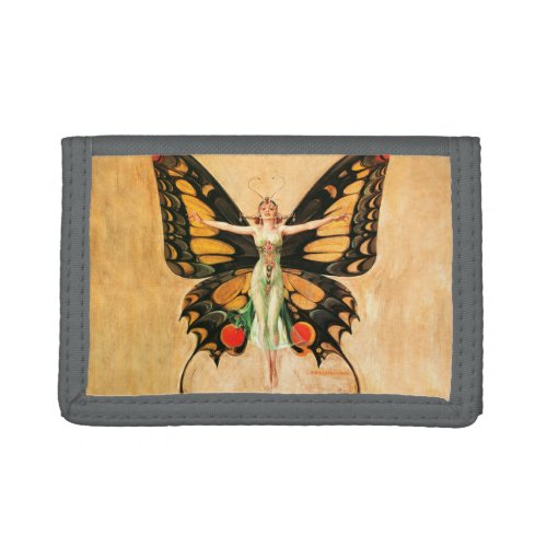 Flapper Butterfly Flying Woman Illustration Trifold Wallet