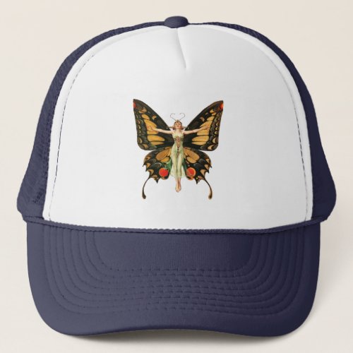 Flapper Butterfly Flying Woman Illustration Trucker Hat