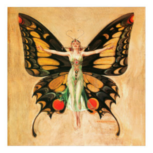 Flapper Butterfly Leyendecker Woman Illustration Acrylic Print
