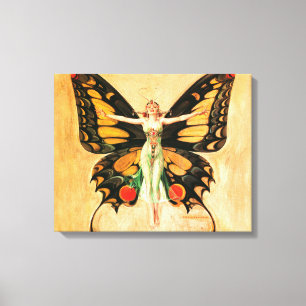 Flapper Butterfly Leyendecker Woman Illustration Canvas Print