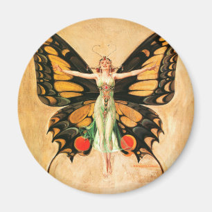 Flapper Butterfly Leyendecker Woman Illustration Magnet