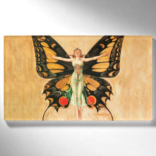 Flapper Butterfly Leyendecker Woman Illustration Name Tag