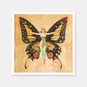Flapper Butterfly Leyendecker Woman Illustration Napkins