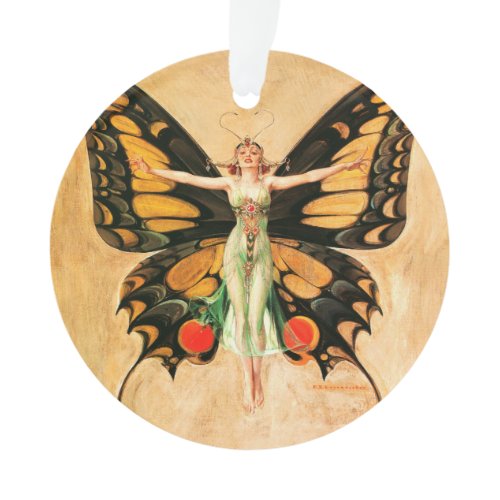 Flapper Butterfly Leyendecker Woman Illustration Ornament
