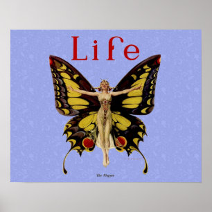 Flapper Butterfly Leyendecker Woman Illustration Poster