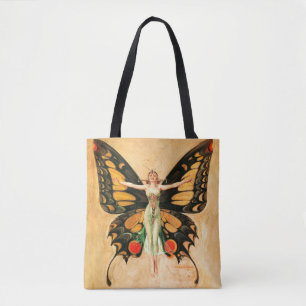 Flapper Butterfly Leyendecker Woman Illustration Tote Bag