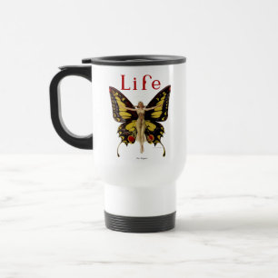 Flapper Butterfly Leyendecker Woman Illustration Travel Mug