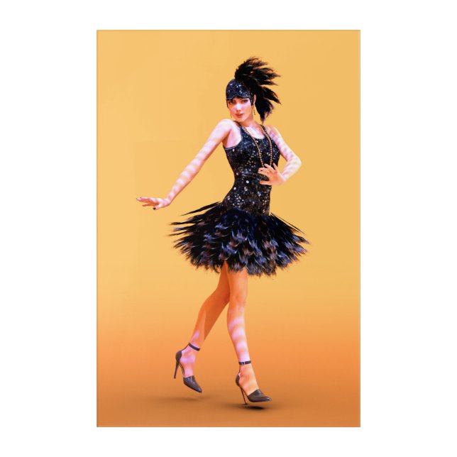 Flapper Dancing Vintage Acrylic Print (Front)