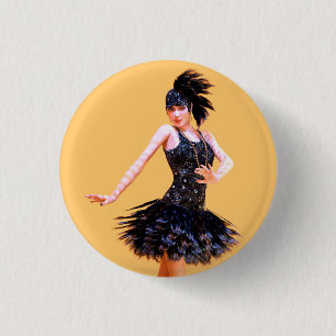 Flapper Dancing Vintage Button