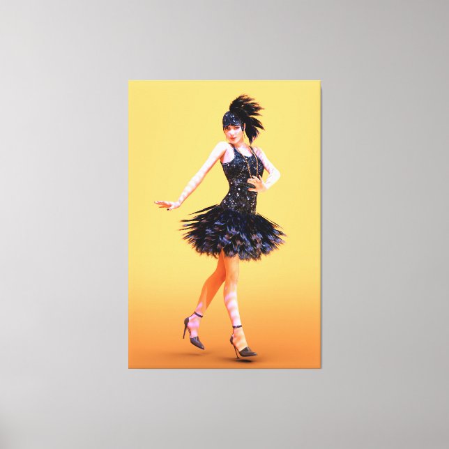 Flapper Dancing Vintage Canvas Print (Front)