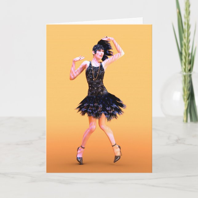 Flapper Dancing Vintage Card (Front)