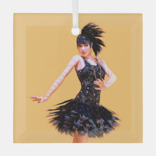Flapper Dancing Vintage Glass Ornament
