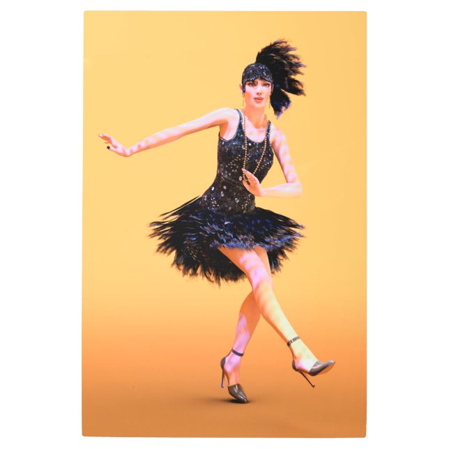 Flapper Dancing Vintage Metal Print (Front)