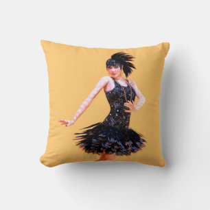 Flapper Dancing Vintage Throw Pillow