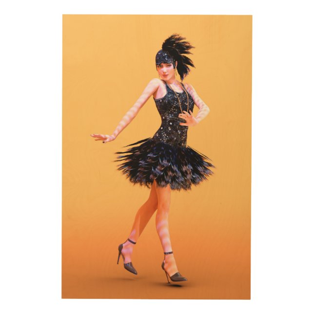Flapper Dancing Vintage Wood Wall Art (Front)