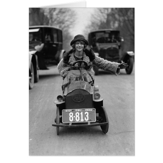 Flapper Driving Pedal Car, 1924 Cards (Front)