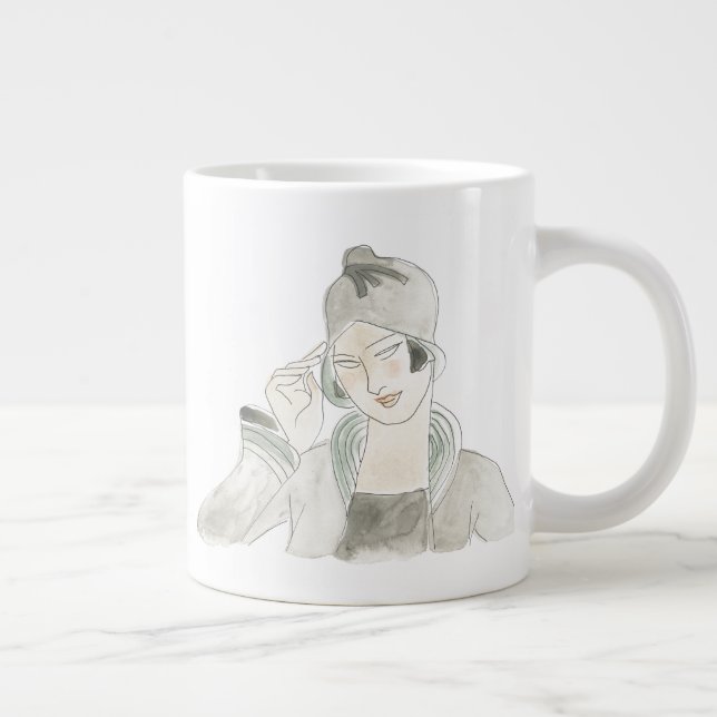 Flapper Fashion Sketch Giant Coffee Mug (Right)