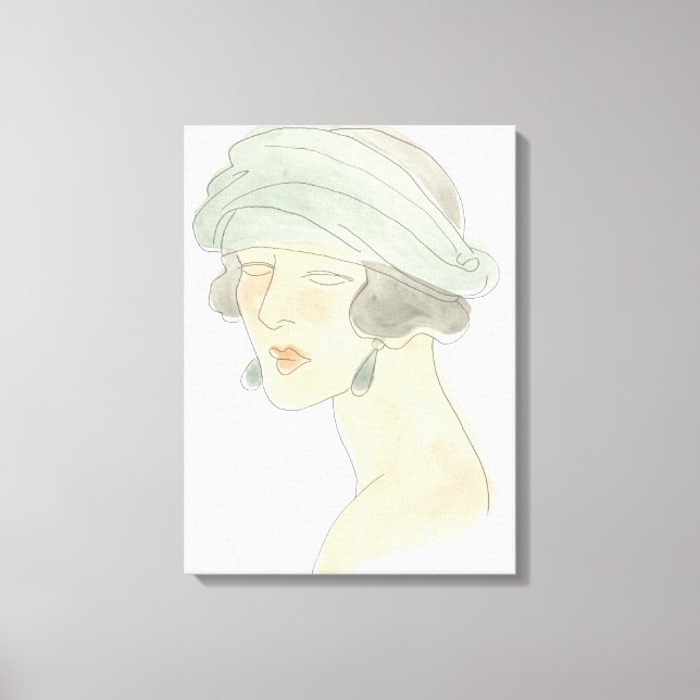 Flapper Fashion Sketch - Portrait Canvas Print (Front)