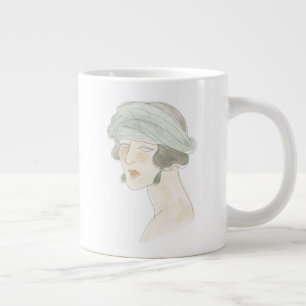 Flapper Fashion Sketch - Portrait Giant Coffee Mug