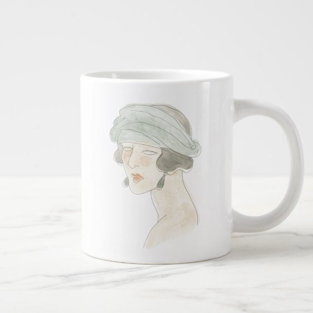 Flapper Fashion Sketch - Portrait Giant Coffee Mug (Right)